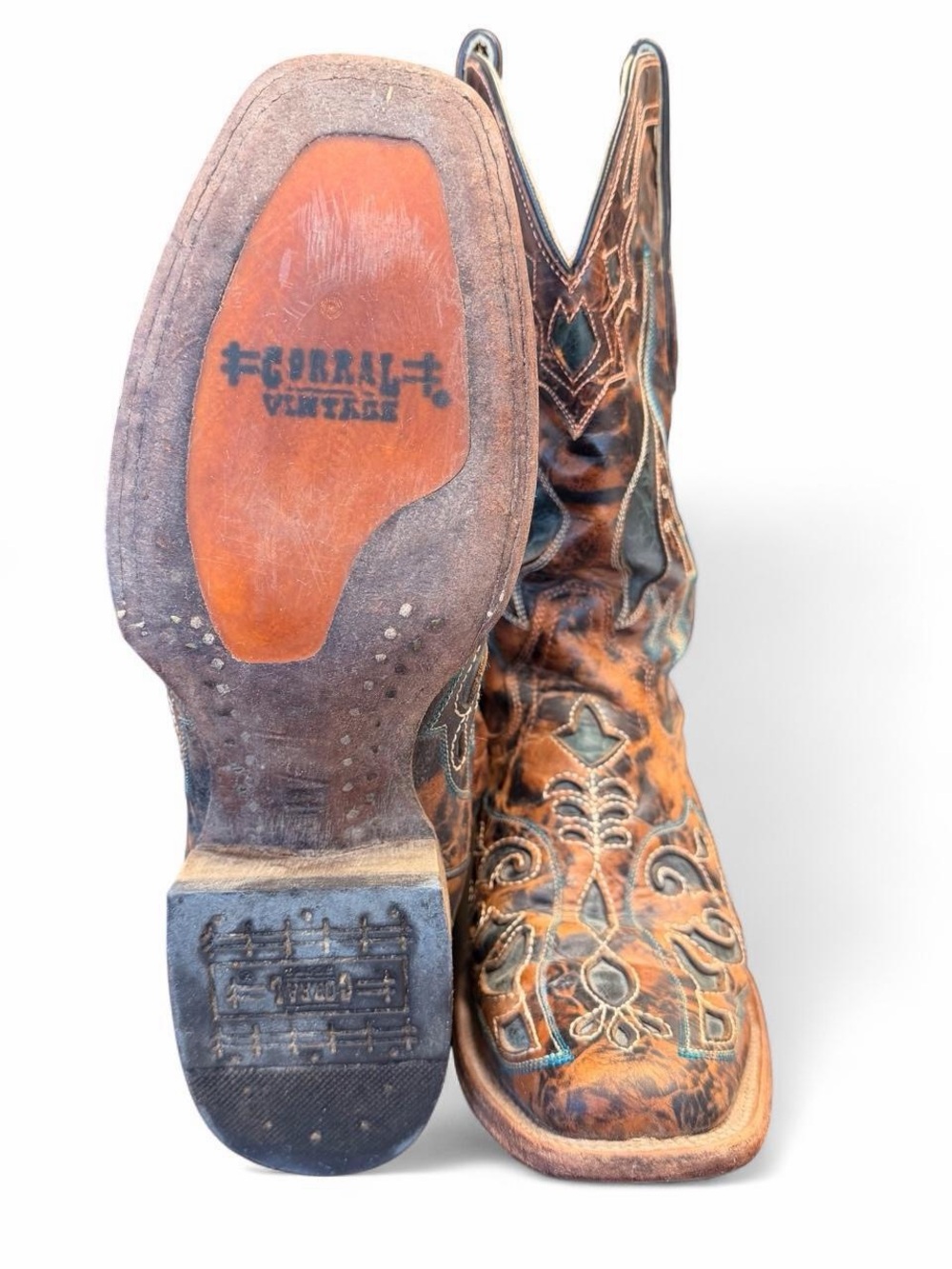 Corral A1040 Square Toe Turquoise Inlay Western Boots Women’s 9.5 - Picture 5 of 6
